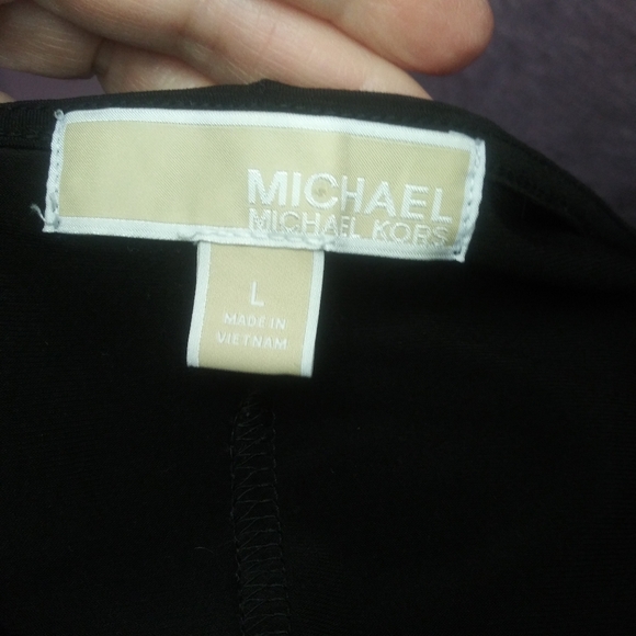 Michael Kors Sexy Rocker Chic Black Body-Con Dress With Gold Shoulder Studs - Picture 6 of 10